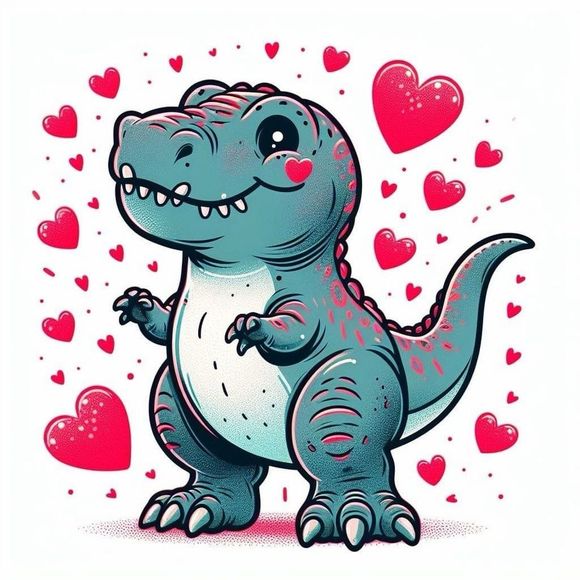 Dinosaur Valentines Day Magnet - Picture 1 of 4